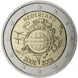 2 euro Pays-Bas 2012 commémorative "10 ans de l'euro"