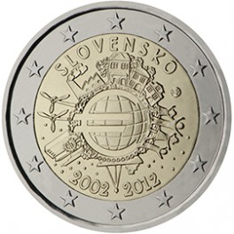 2 euro Slovaquie 2012 commémorative "10 ans de l'euro"