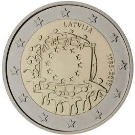2 euro Lettonie 2015 commémorative drapeau